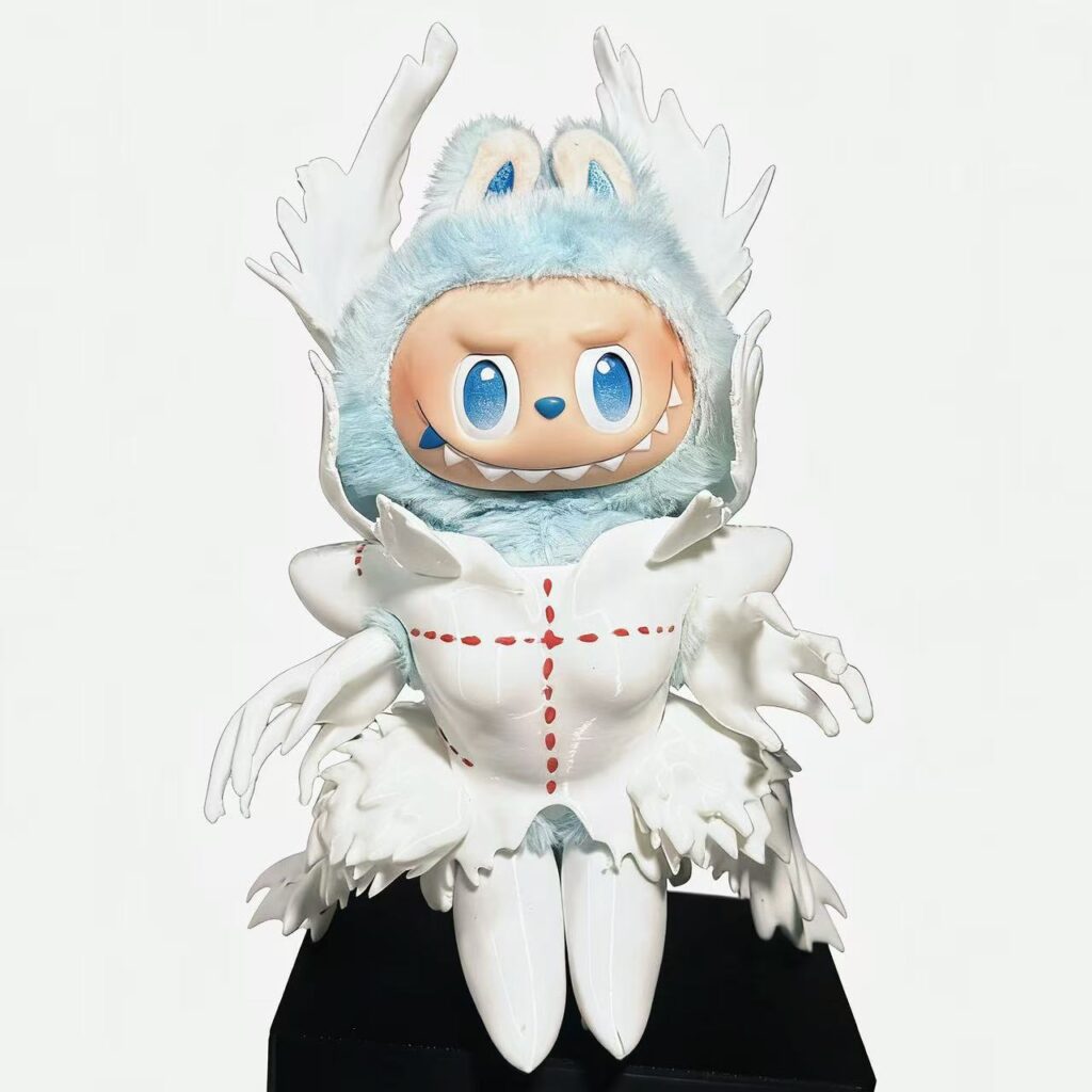 Labubu doll outfit collectible inspired by Lady Gaga Coachella 2025 “Bad Romance” white wings performance