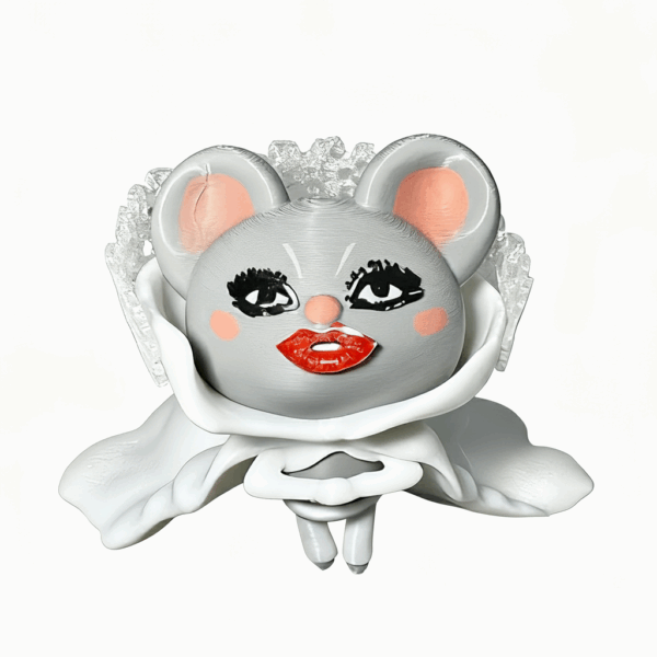 Cute Gaga-inspired Labubu doll with transparent white PLA design and lace edge, inspired by Abracadabra MV Grammy Ads 2025