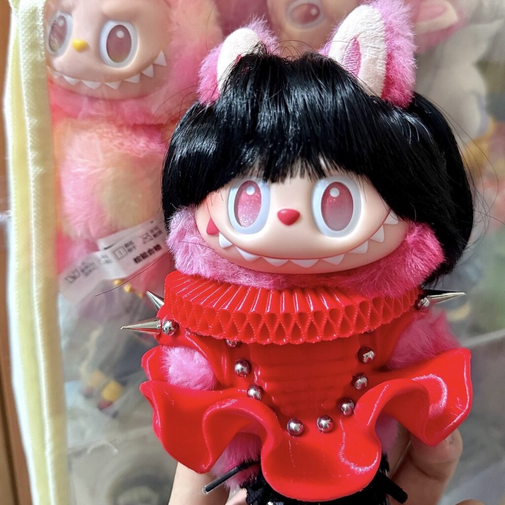 Red Gothic Doll Outfit for Labubu inspired by Lady Gaga 2025 Los Angeles street style